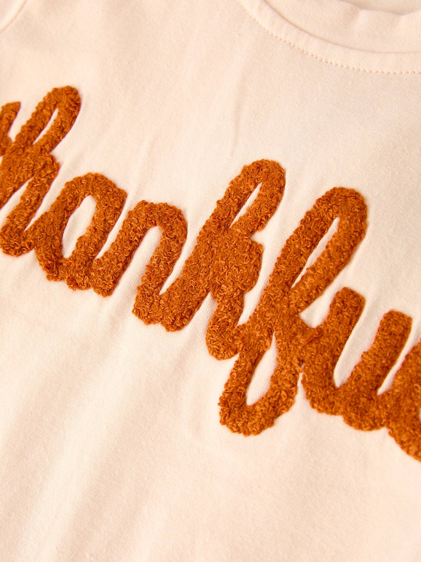 Fall Thanksgiving "thanksful" Chenille Patches Stripe Girls Long Sleeve Set