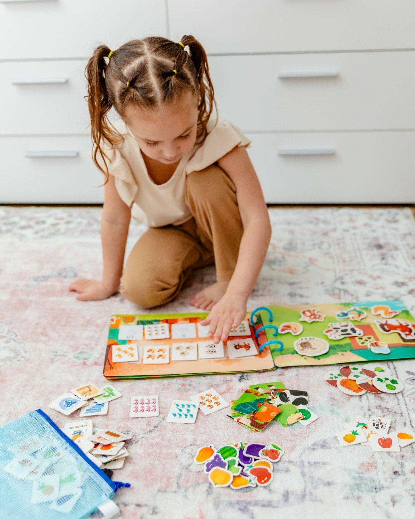 Farm Busy Book for Toddlers - Preassembled with Zipper Pouch - Velcro Matching Activity Book