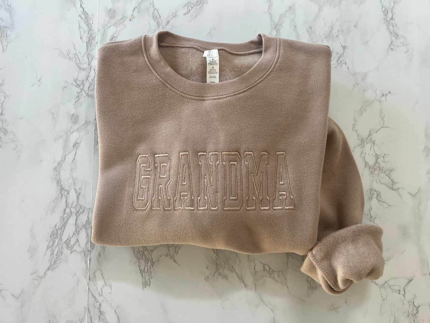 Neutral Embroidered GRANDMA Sweatshirt