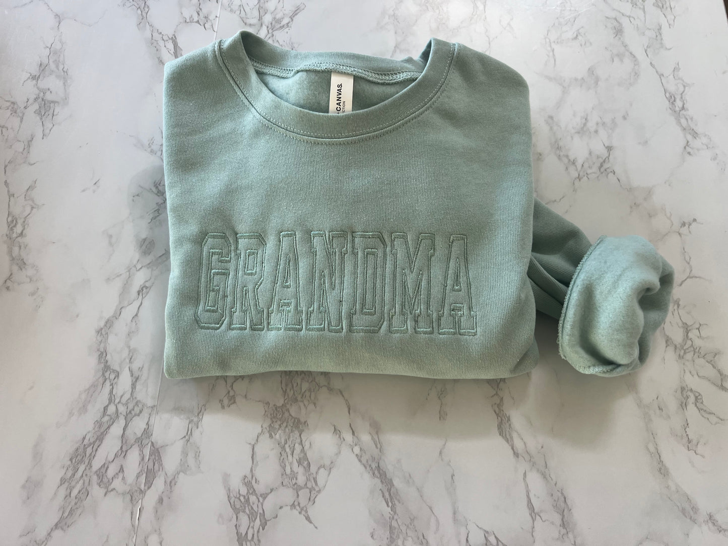 Neutral Embroidered GRANDMA Sweatshirt