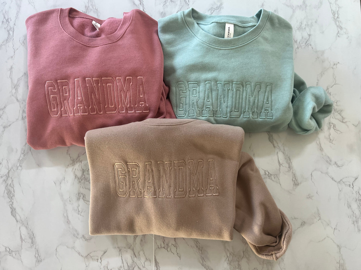 Neutral Embroidered GRANDMA Sweatshirt