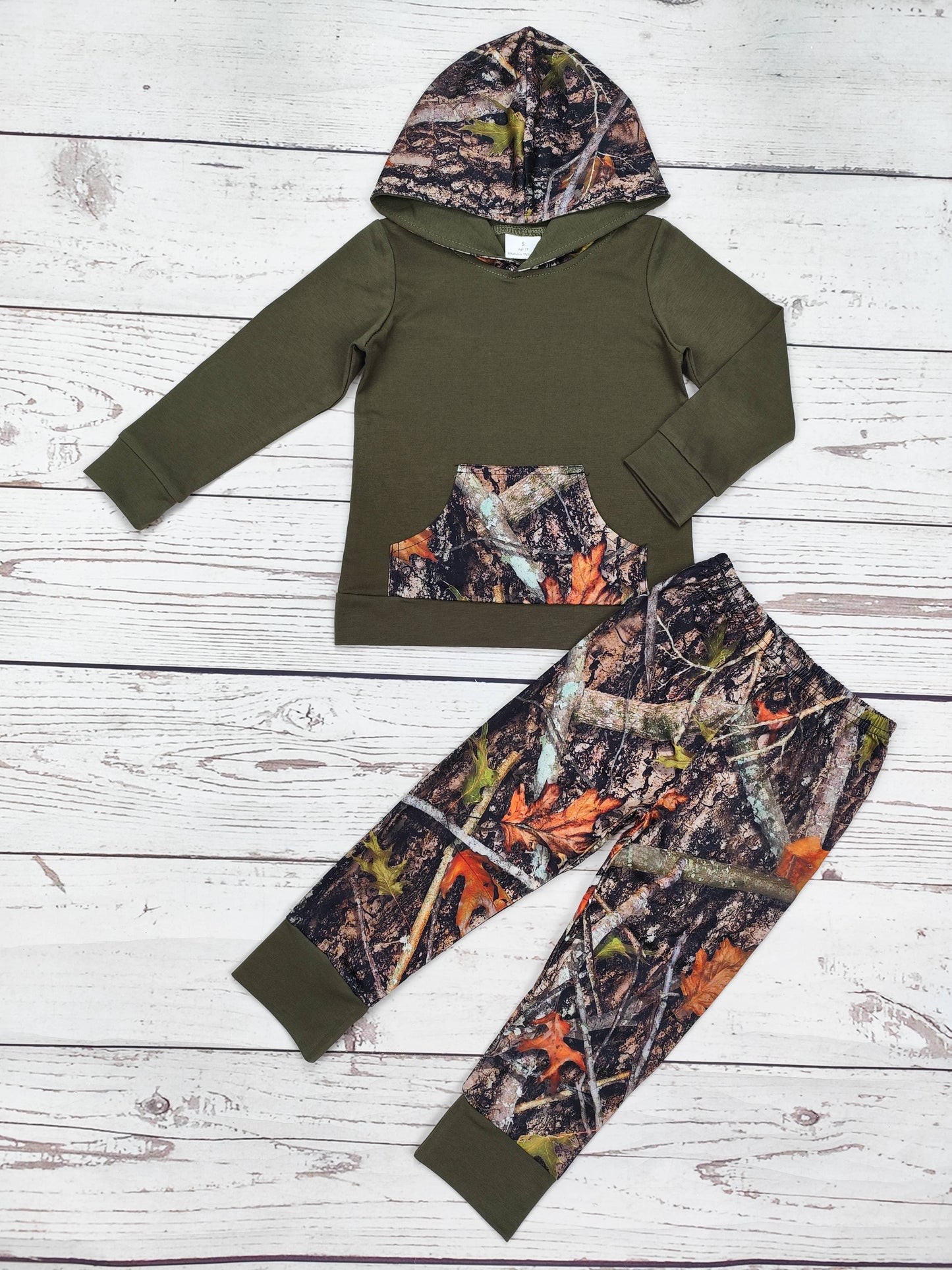 Boys Camouflage Printed Hoodie Pants Set