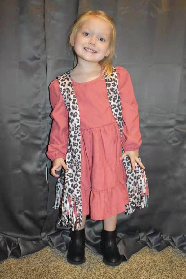 Coral color Long sleeve girls swirl dress w/ruffle DLH2642