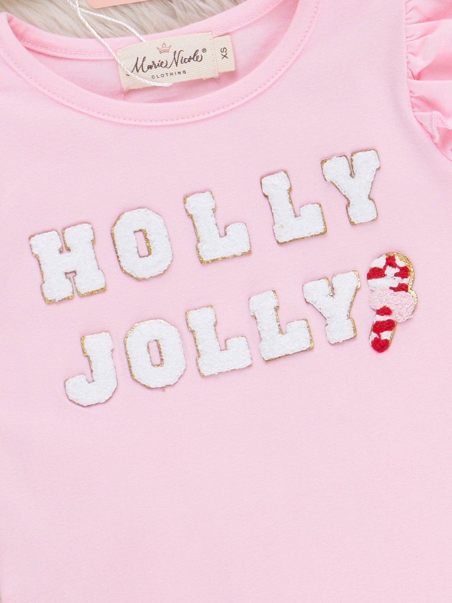 "Holly Jolly" Candy Cane Ruffle Bell Bottom Outfit