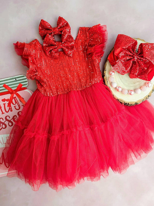 Tulle & Ruffles Red Twirl Dress - Christmas 2025