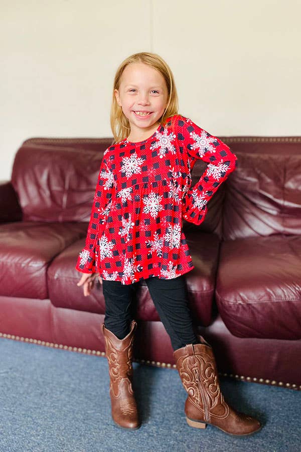 Kids Red/Black plaid &snowflake print sets XCH0010-25H