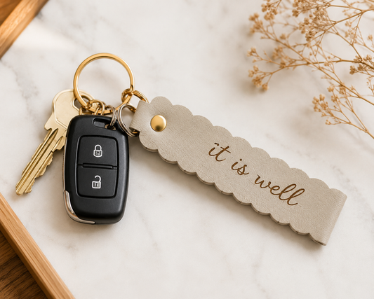 Scalloped Leatherette Keychain