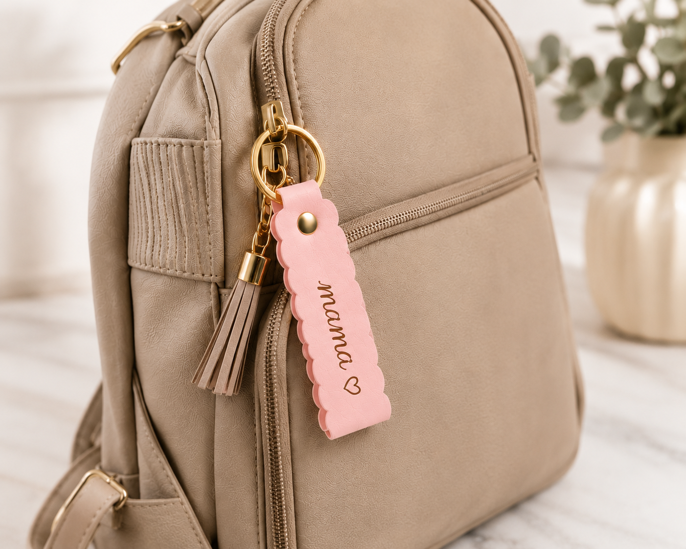 Scalloped Leatherette Keychain