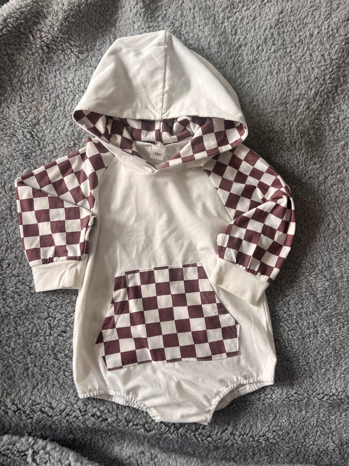 Checkered Romper Hoodie